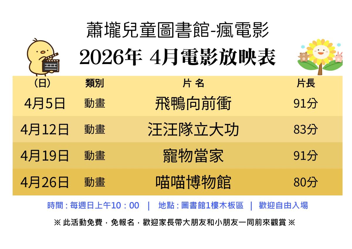 115年4月電影節目表